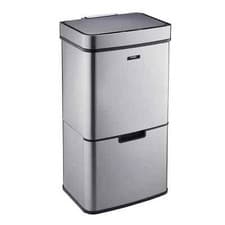 Image of Recycling Sensor Bin 75L with Food Caddy & 4 Compartments Waste Dustbin Silver