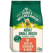 Image of 1.5kg James Wellbeloved Adult Small Breed Dry Dog Food Rich in Chicken & Rice