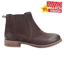 Image of Hush Puppies Edith Womens Dress LEATHER Fashion Designer Ankle Boots Brown