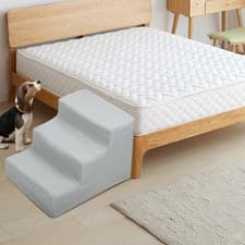 Image of 3 Steps Dog Stairs Pet Steps For Bed Sofa Cats Ladder Ramp with Removable Cover