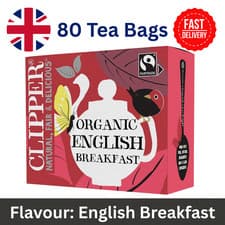 Image of Clipper Organic English Breakfast Tea Bags Fairtrade Black Tea 80 Bags