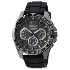 Image of Seiko Conceptual Chronograph Black Dial Silicone Strap Men's Watch SSB349P1