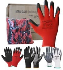 Image of 24 Pairs PREMIUM NITRILE COATED Red Nylon Work Gloves Builders Gardening Grip
