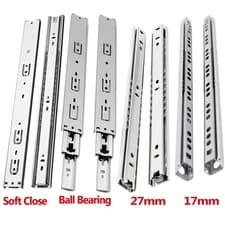 Image of 17mm/27mm/45mm Ball Bearing Drawer Runners Slides Heavy Duty Metal Grooved Rails