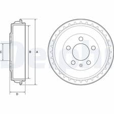 Image of BRAKE DRUM DELPHI BF563 REAR AXLE FOR SEAT,SKODA,VW