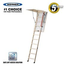 Image of Werner Eco S Line Timber Folding Loft Ladder Wooden Insulated Hatch New