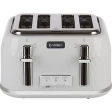 Image of Breville VTT911 Curve 4 Slice Toaster White & Chrome, Wide Slots, High Lift