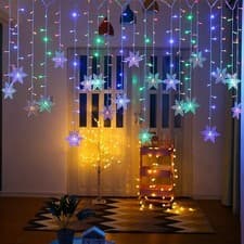 Image of Christmas LED Snowflake Curtain String Lights – 8 Modes Best Selling Decor