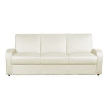 Image of WHITE SOFA BED KIMBERLEY FAUX LEATHER BLACK BROWN 3 SEATER SOFA BED WITH STORAGE