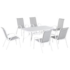 Image of Outsunny 7 Piece Garden Dining Set w/ Dining Table and Chairs, Grey