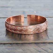 Image of  Pure Copper Bracelet Adjustable Woven Cuff 12mm Wide 19.5cm 33g Unisex