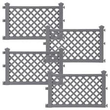 Image of 4 x Grey Plastic Fence Panels Garden Lawn Border Edging Plant Border Landscape