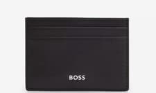 Image of Hugo Boss Leather Card Holder Brown Randy Genuine Wallet Gift Boxed BNWT