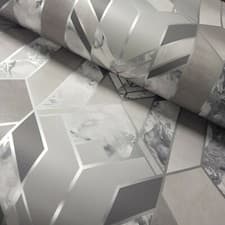 Image of Muriva Elixir Geo Silver 167501- Geometric Marble Wallpaper