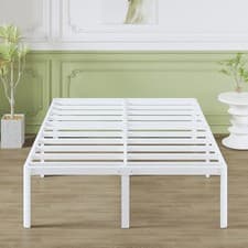 Image of Lutown-Teen High White King Size Bed Frame 5ft with Rounded Corners, Heavy Duty