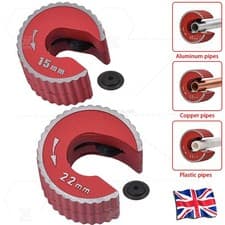 Image of 15 & 22mm Copper Pipe Cutter Sturdy Plumbing Cut Tube Cutter Set +2 Spare Blades