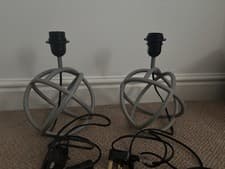 Image of Matt Grey Metal Table Lamps Set of 2 (no Lampshades Or Bulbs)