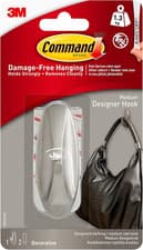 Image of Command Medium Brushed Nickel Designer Hook, Indoor Use - 1 Metal Medium Hook an