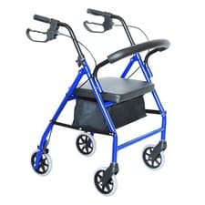 Image of PORIYA Lightweight Folding Aluminium Rollator Walker w/ Seat Walking Aid Brakes