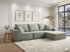 Image of WPHOME YY16 Grey Modern L-shaped Convertible Sofa Bed with chaise lounge, Grey