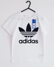 Image of Junior Boys Adidas Originals T-shirt Age UK 7-16 Years Wht/Blk  RRP £18