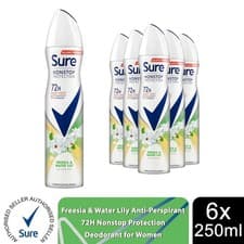Image of Sure Women Antiperspirant 72H Nonstop Protection Freesia & Water Lily, 6x250ml