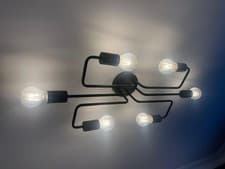 Image of Black Pendant Light With 6 Filament Bulbs
