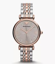 Image of NEW GENUINE EMPORIO ARMANI GIANNI LADIES WATCH AR1840 BNIB ROSE GOLD & SILVER