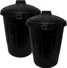 Image of Large Black Dustbin 80 Litre Heavy Duty Shatterproof Rubbish Waste Bin With Lid