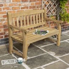 Image of Wooden Eucalyptus Hardwood Garden Bench 2 Seater 1.2m Oil Stained