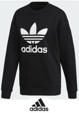 Image of Adidas Womens' Black TREFOIL CREW SWEATSHIRT (FM3272) - Bargain!!