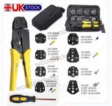 Image of Ratcheting Crimping Tool Kit Cord End Terminals Wire Crimper Pliers w/ 8 Dies UK