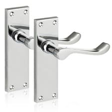 Image of XFORT Polished Chrome 6" Victorian Scroll Lever Latch Door Handles, (1 Pair)