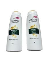Image of 2x Pantene Pro-V Smooth & Sleek 3-in-1 Clarifying Shampoo Conditioner 600ml