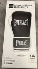 Image of Everlast Powerlock Boxing Gloves  Black/White  Adults 14oz Boxed New