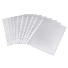 Image of A4 Glass Clear Punched Pockets Heavy Duty Strong Filing 50 Micron Top Opening