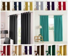 Image of Thermal Blackout Curtains Ready Made Eyelet Ring Top or Pencil Pleat + Tie Backs