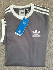 Image of Adidas Originals Men UK XS 3-Stripes 32" Tee Shirt HM8276 Grey