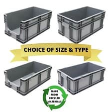 Image of NEW Heavy Duty 51cm Industrial Plastic Euro Storage Container Crate Box Boxes