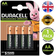 Image of Duracell AA 2500mAh Rechargeable Battery HR6 NiMH Cell Standard Type 1.2V AA New