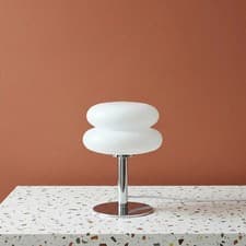 Image of Retro Macron Glass Lamp - Vintage Bedside Table Light E27 LED Bulb Included