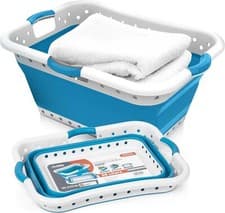 Image of Large 58L Collapsible Laundry Basket with Handles Pop up Plastic Washing Basket