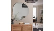 Image of Black Frameless Irregular Wall Mirror 109x94cm For Living Room Hallway
