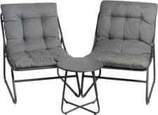 Image of Garden Bistro Set 2 Seater Table Chairs Cushioned Patio Balcony Metal