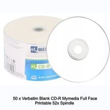 Image of 50 x Verbatim Mymedia CD-R Full Inkjet Printable 52x CD Blank Disc 700MB 80min