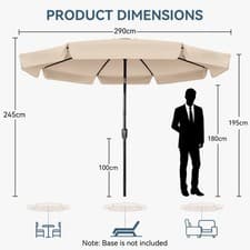 Image of 3M Garden Parasol Outdoor Cantilever Umbrella with Crank 8 Ribs Extra Shade