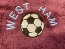 Image of West Ham Personalised Football Towel - Embroidered Team & Individual Names