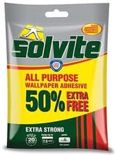 Image of Solvite Wallpaper Adhesive Paste Glue Extra Strong All Purpose 4.5, 7.5, 15 roll