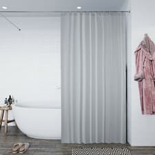 Image of Croydex Grey Polyester Shower Curtain Hygienic Antimicrobial Washable 12 Eyelets