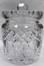 Image of Signed Waterford Cut Crystal Lismore Lidded Cookie Biscuit Barrel Jar 7" Tall